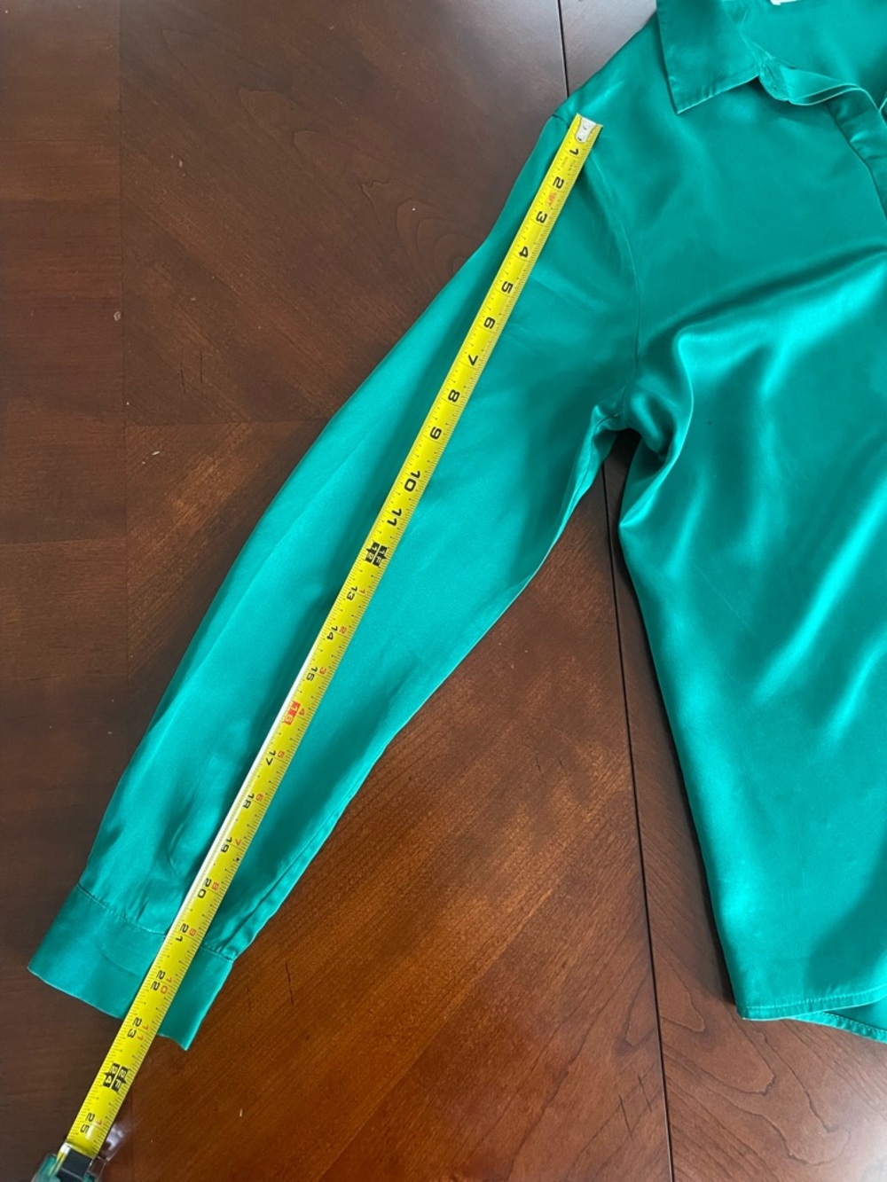 LILYSILK Mulberry Silk Blouse Emerald Green Size S - Picture 6 of 10